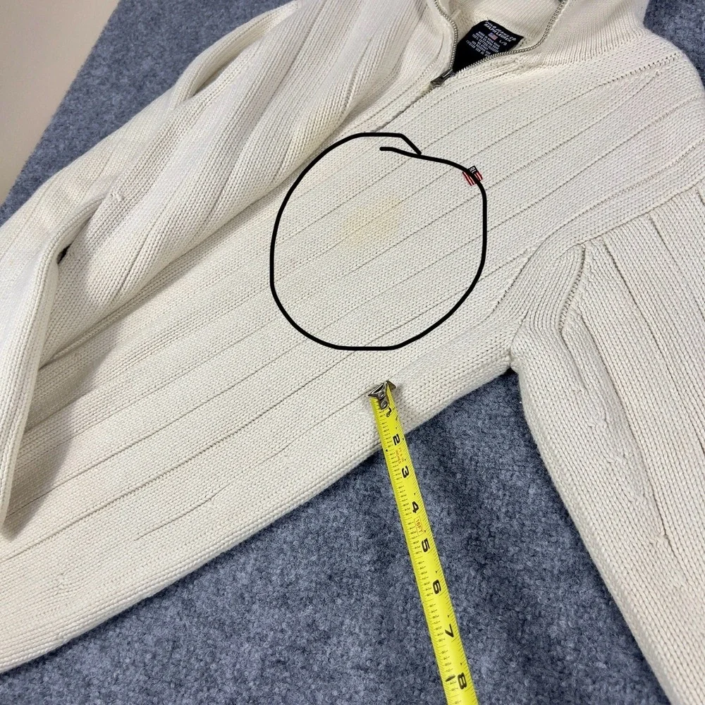 Polo Jeans Ralph Lauren Cream Ribbed Quarter Zip Sweater Cotton Knit Pullover
